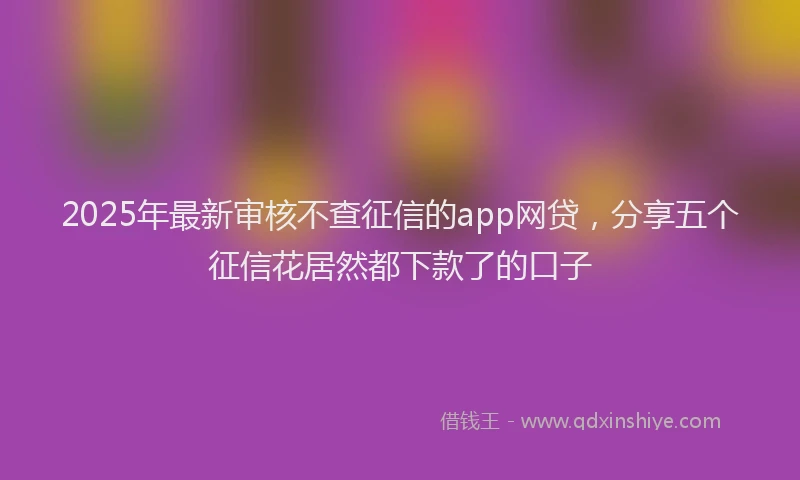 2025年最新审核不查征信的app网贷，分享五个征信花居然都下款了的口子