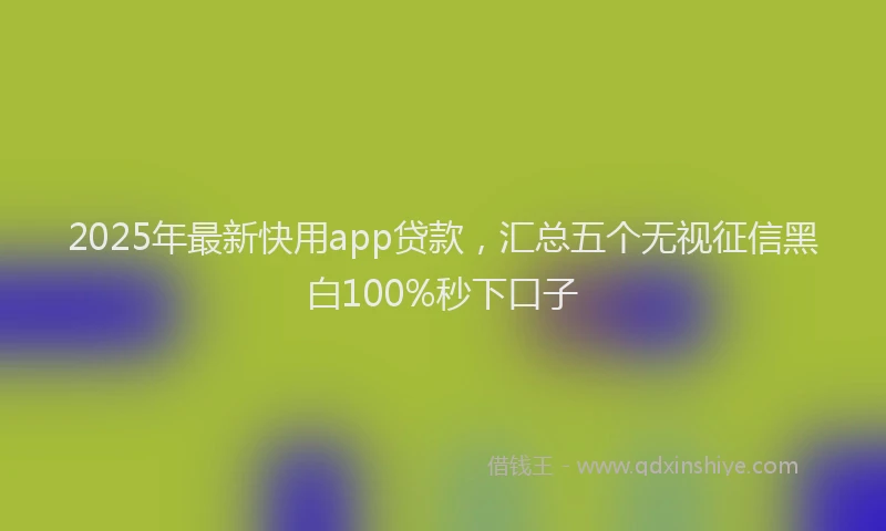 2025年最新快用app贷款，汇总五个无视征信黑白100%秒下口子