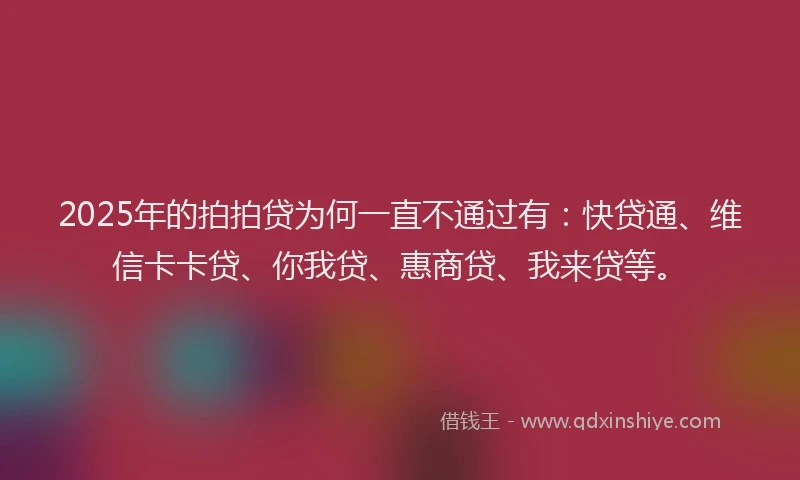 2025年的拍拍贷为何一直不通过有：快贷通、维信卡卡贷、你我贷、惠商贷、我来贷等。
