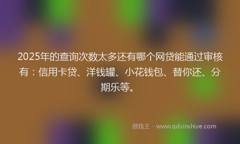 2025年的查询次数太多还有哪个网贷能通过审核有：信用卡贷、洋钱罐、小花钱包、替你还、分期乐等。