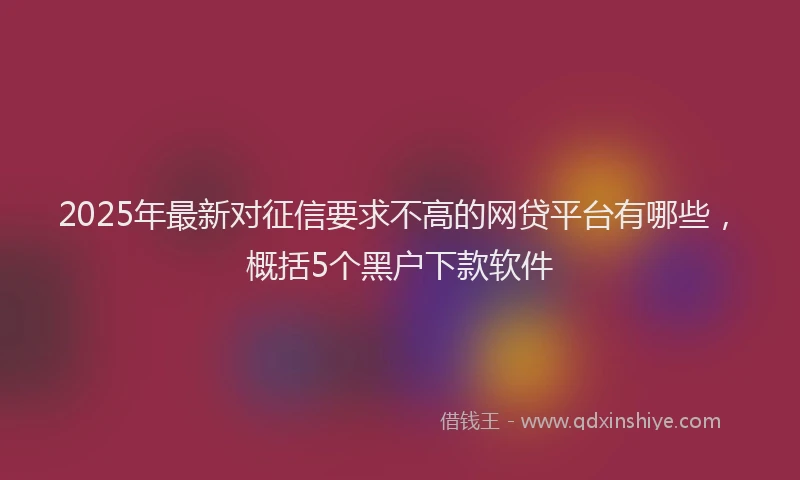 2025年最新对征信要求不高的网贷平台有哪些，概括5个黑户下款软件