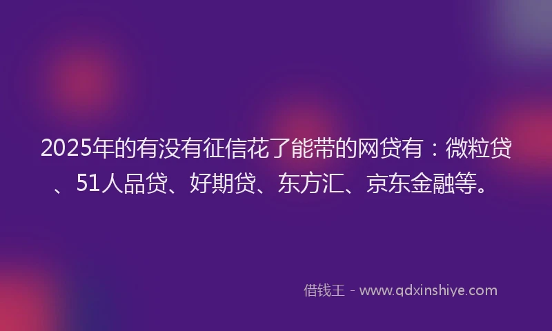 2025年的有没有征信花了能带的网贷有：微粒贷、51人品贷、好期贷、东方汇、京东金融等。