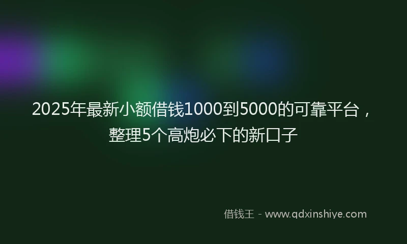 2025年最新小额借钱1000到5000的可靠平台，整理5个高炮必下的新口子