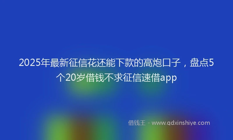 2025年最新征信花还能下款的高炮口子，盘点5个20岁借钱不求征信速借app