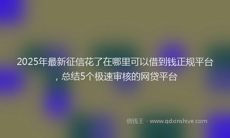 2025年最新征信花了在哪里可以借到钱正规平台，总结5个极速审核的网贷平台