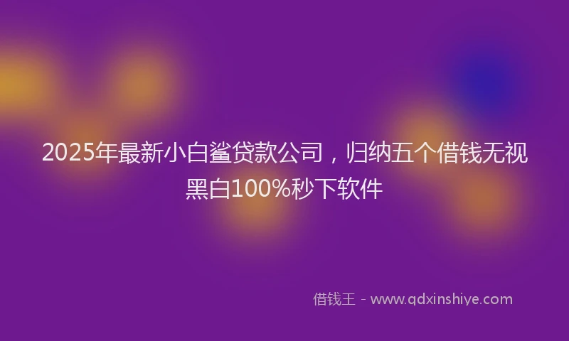 2025年最新小白鲨贷款公司，归纳五个借钱无视黑白100%秒下软件