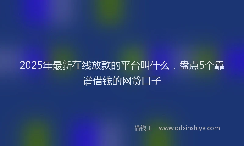 2025年最新在线放款的平台叫什么，盘点5个靠谱借钱的网贷口子