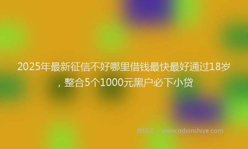 2025年最新征信不好哪里借钱最快最好通过18岁，整合5个1000元黑户必下小贷
