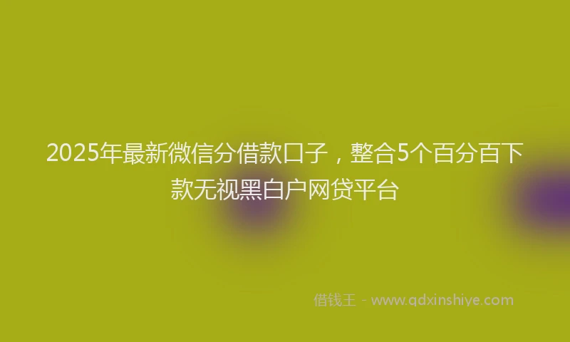 2025年最新微信分借款口子，整合5个百分百下款无视黑白户网贷平台