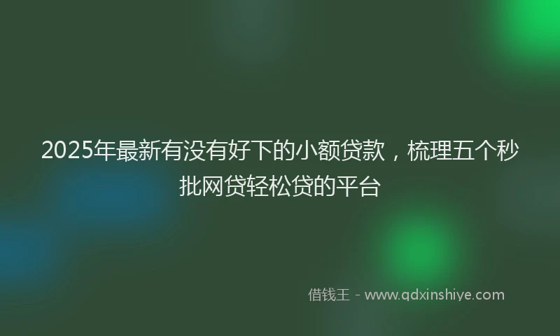 2025年最新有没有好下的小额贷款，梳理五个秒批网贷轻松贷的平台