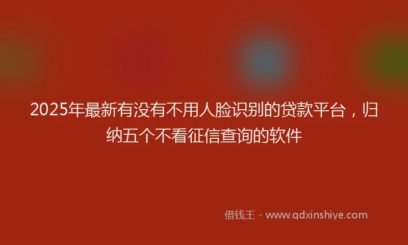 2025年最新有没有不用人脸识别的贷款平台，归纳五个不看征信查询的软件