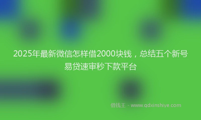2025年最新微信怎样借2000块钱，总结五个新号易贷速审秒下款平台
