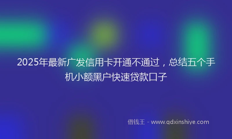 2025年最新广发信用卡开通不通过，总结五个手机小额黑户快速贷款口子