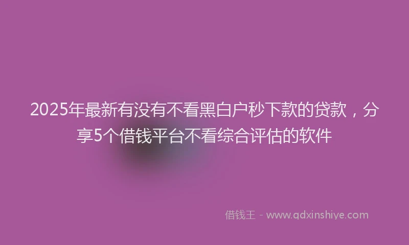 2025年最新有没有不看黑白户秒下款的贷款，分享5个借钱平台不看综合评估的软件