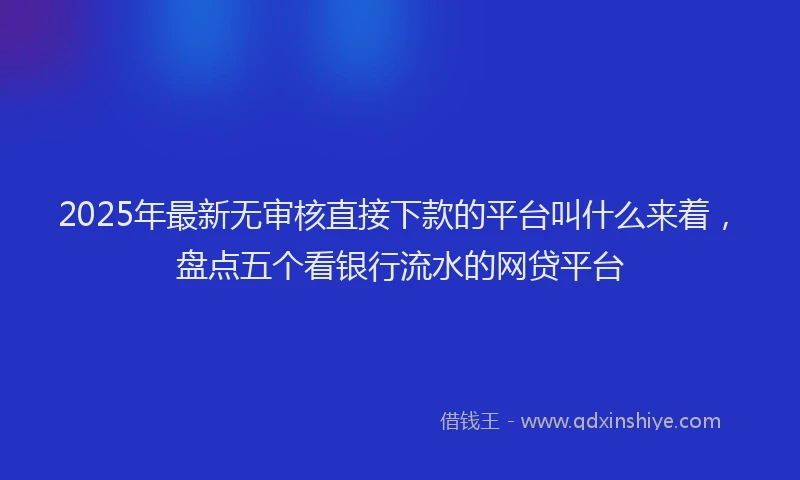 2025年最新无审核直接下款的平台叫什么来着，盘点五个看银行流水的网贷平台