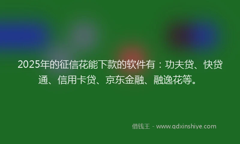 2025年的征信花能下款的软件有：功夫贷、快贷通、信用卡贷、京东金融、融逸花等。