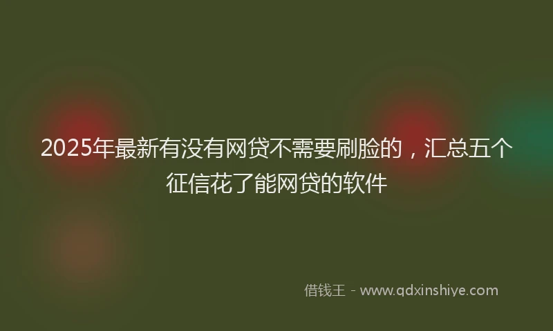 2025年最新有没有网贷不需要刷脸的，汇总五个征信花了能网贷的软件