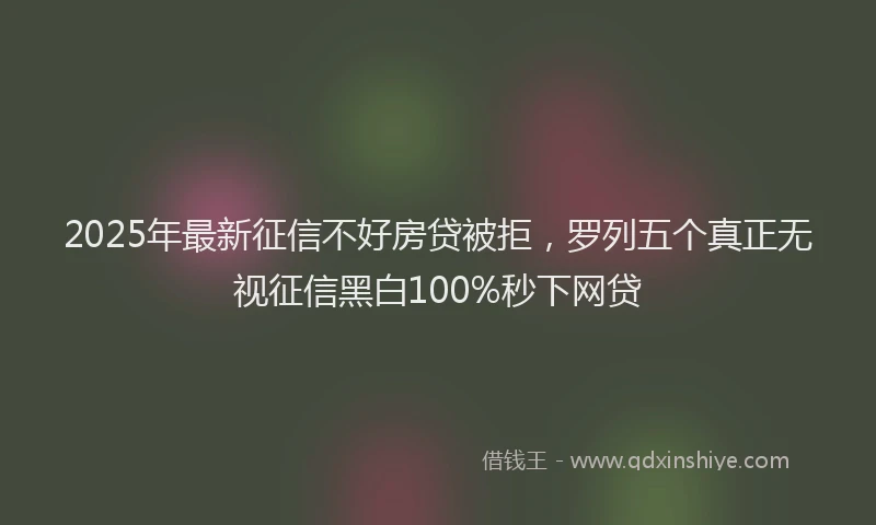2025年最新征信不好房贷被拒，罗列五个真正无视征信黑白100%秒下网贷