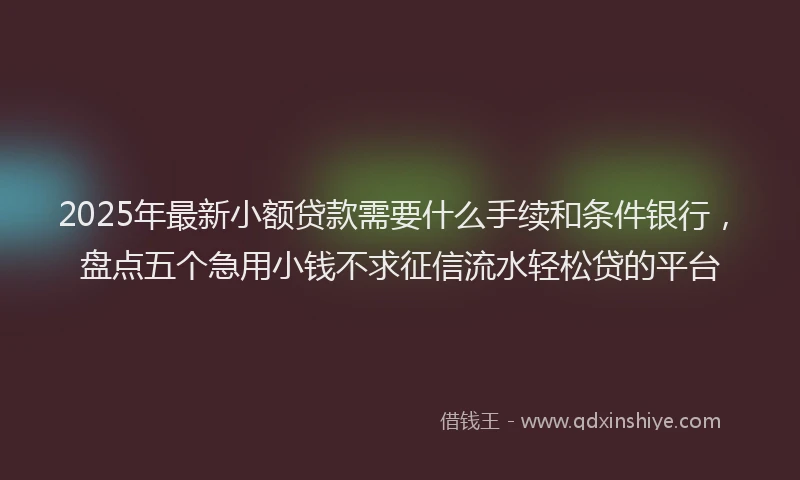 2025年最新小额贷款需要什么手续和条件银行，盘点五个急用小钱不求征信流水轻松贷的平台