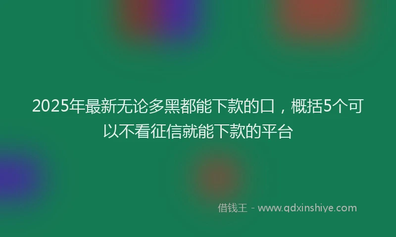 2025年最新无论多黑都能下款的口，概括5个可以不看征信就能下款的平台