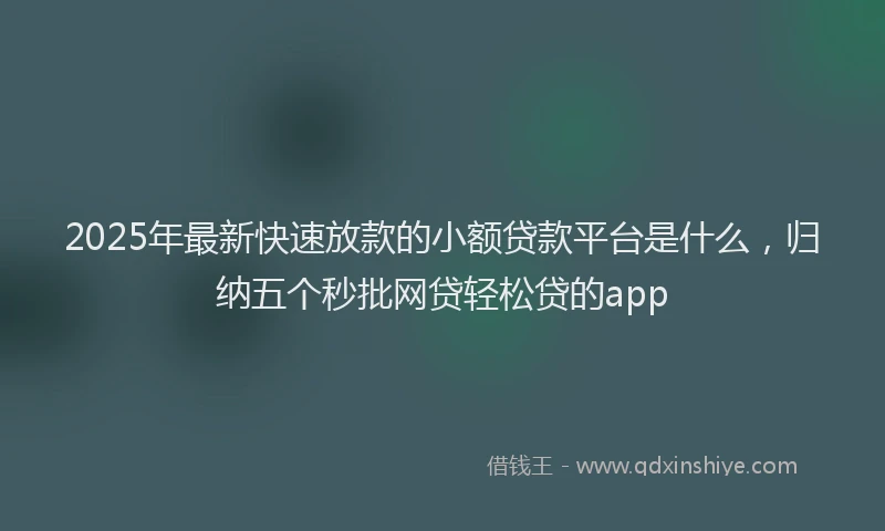 2025年最新快速放款的小额贷款平台是什么，归纳五个秒批网贷轻松贷的app