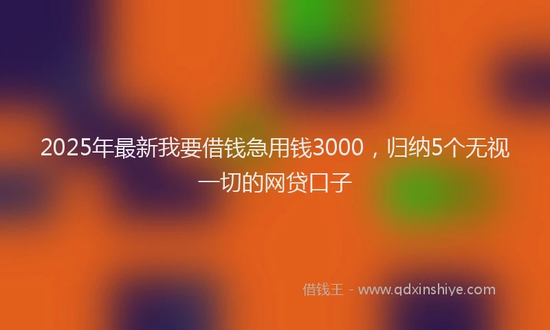 2025年最新我要借钱急用钱3000，归纳5个无视一切的网贷口子