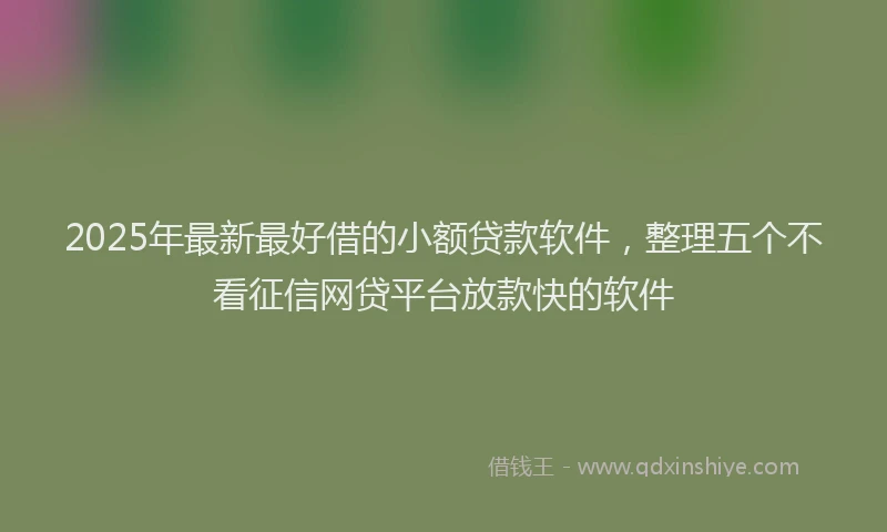 2025年最新最好借的小额贷款软件，整理五个不看征信网贷平台放款快的软件