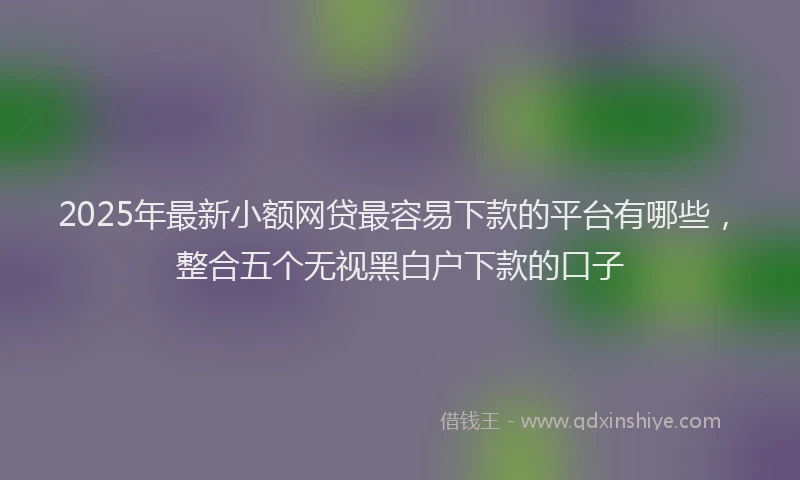 2025年最新小额网贷最容易下款的平台有哪些，整合五个无视黑白户下款的口子