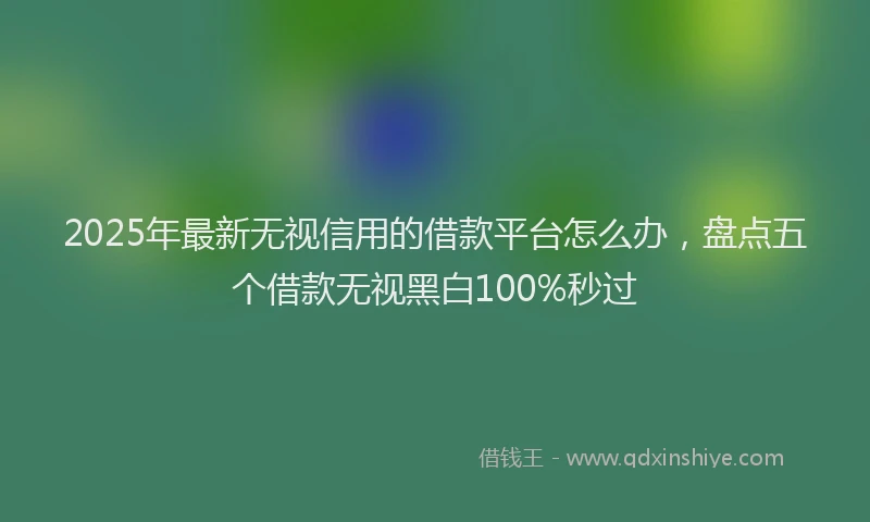 2025年最新无视信用的借款平台怎么办，盘点五个借款无视黑白100%秒过