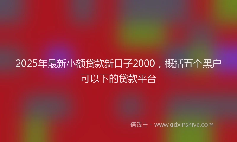 2025年最新小额贷款新口子2000，概括五个黑户可以下的贷款平台
