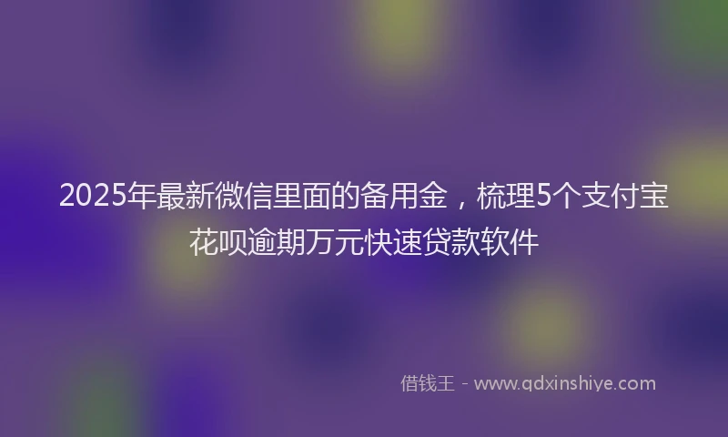 2025年最新微信里面的备用金，梳理5个支付宝花呗逾期万元快速贷款软件