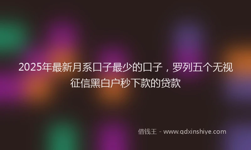 2025年最新月系口子最少的口子，罗列五个无视征信黑白户秒下款的贷款