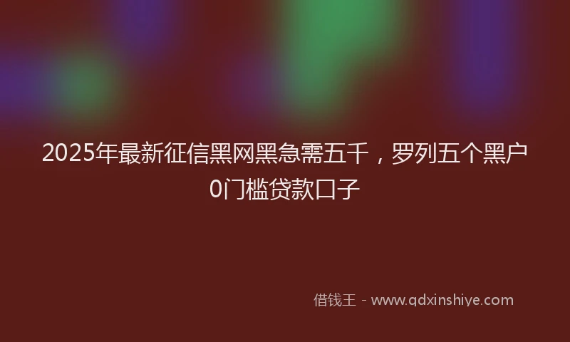 2025年最新征信黑网黑急需五千，罗列五个黑户0门槛贷款口子