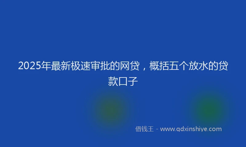 2025年最新极速审批的网贷，概括五个放水的贷款口子