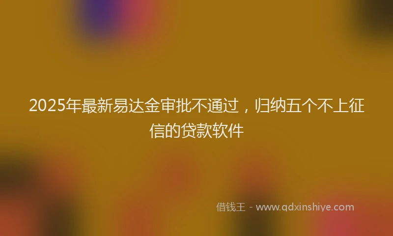 2025年最新易达金审批不通过，归纳五个不上征信的贷款软件