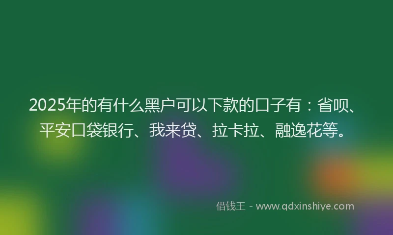 2025年的有什么黑户可以下款的口子有：省呗、平安口袋银行、我来贷、拉卡拉、融逸花等。