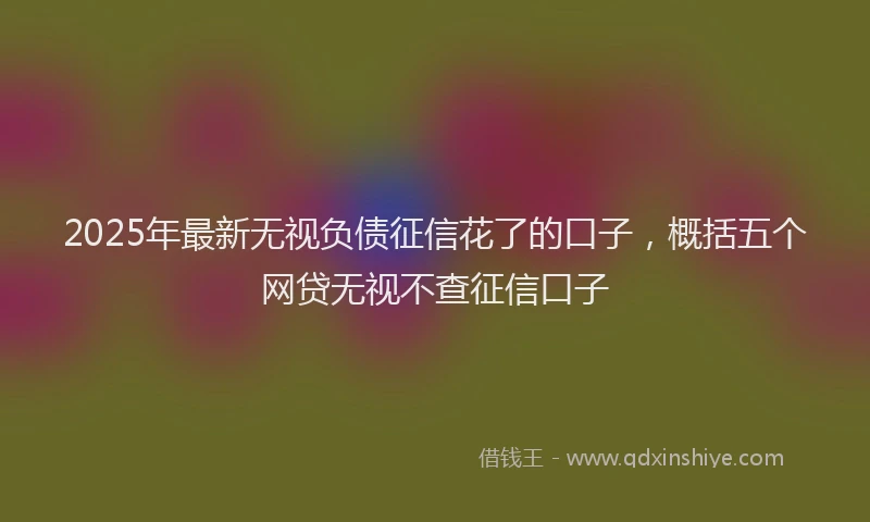 2025年最新无视负债征信花了的口子，概括五个网贷无视不查征信口子