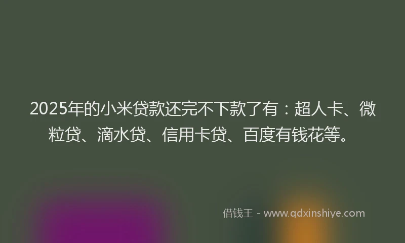 2025年的小米贷款还完不下款了有：超人卡、微粒贷、滴水贷、信用卡贷、百度有钱花等。