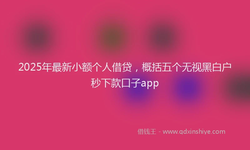 2025年最新小额个人借贷，概括五个无视黑白户秒下款口子app