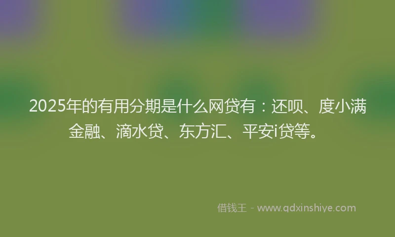 2025年的有用分期是什么网贷有：还呗、度小满金融、滴水贷、东方汇、平安i贷等。