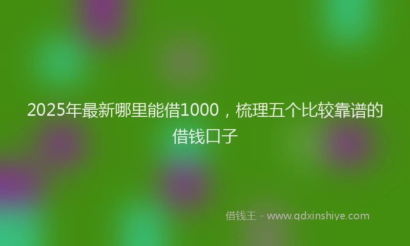 2025年最新哪里能借1000，梳理五个比较靠谱的借钱口子