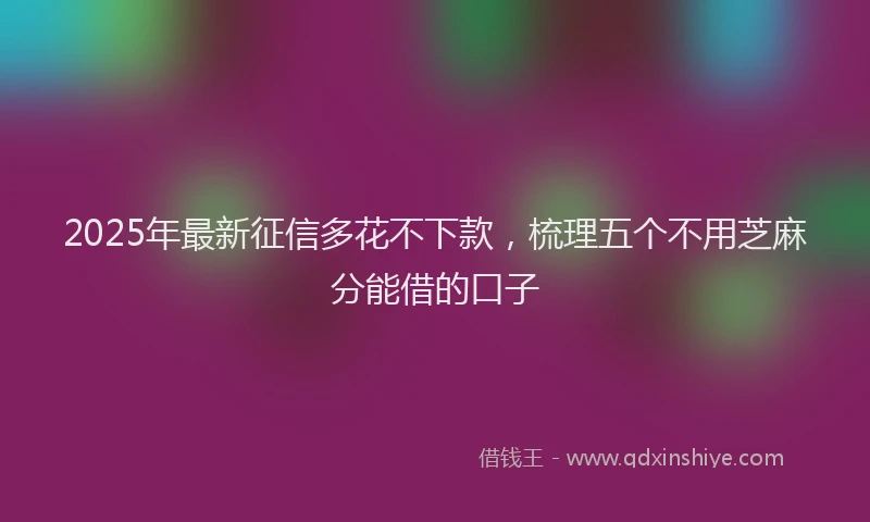 2025年最新征信多花不下款，梳理五个不用芝麻分能借的口子