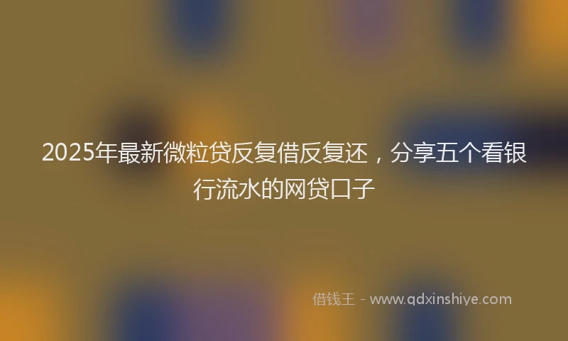 2025年最新微粒贷反复借反复还，分享五个看银行流水的网贷口子