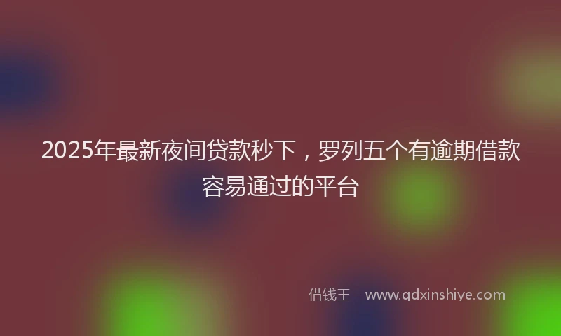 2025年最新夜间贷款秒下，罗列五个有逾期借款容易通过的平台