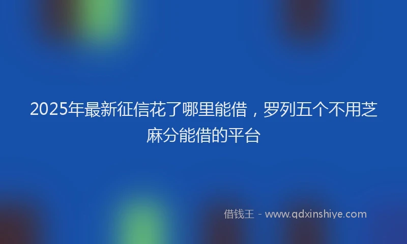 2025年最新征信花了哪里能借，罗列五个不用芝麻分能借的平台