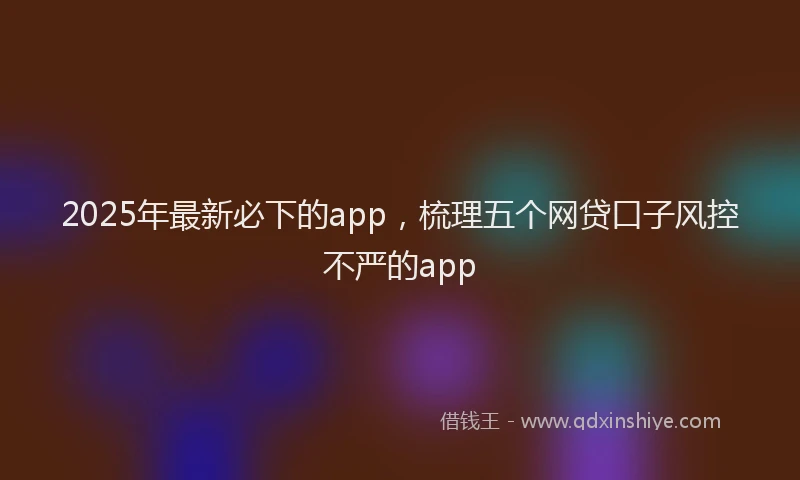 2025年最新必下的app，梳理五个网贷口子风控不严的app