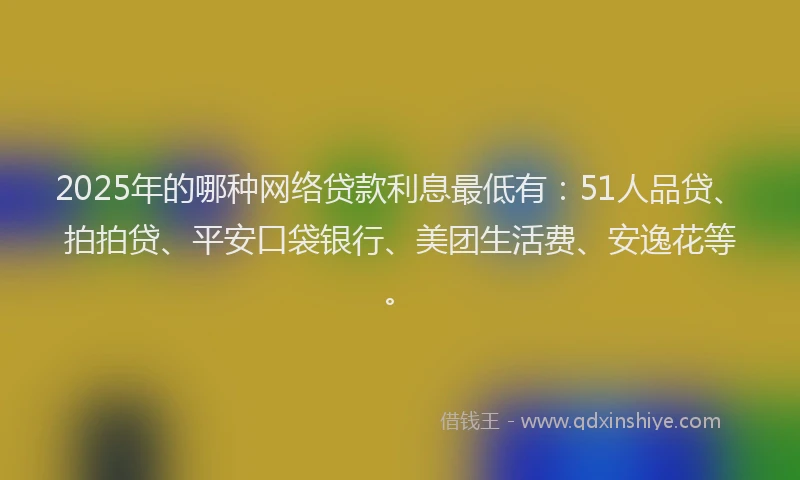 2025年的哪种网络贷款利息最低有：51人品贷、拍拍贷、平安口袋银行、美团生活费、安逸花等。