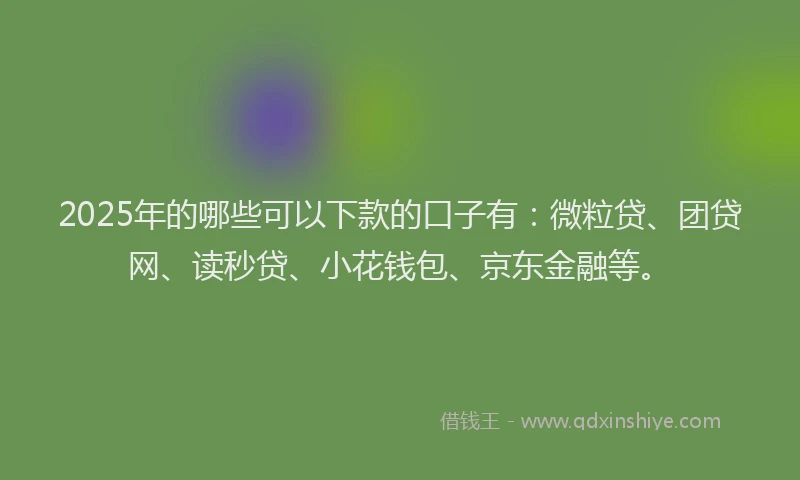 2025年的哪些可以下款的口子有：微粒贷、团贷网、读秒贷、小花钱包、京东金融等。