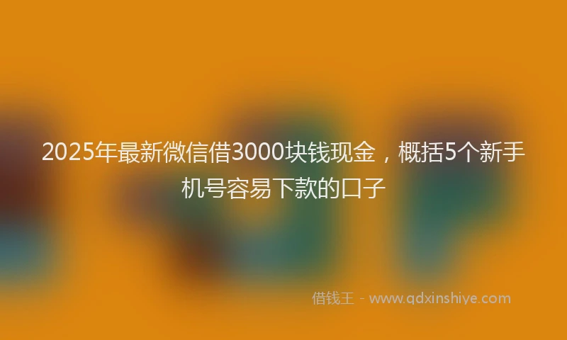 2025年最新微信借3000块钱现金，概括5个新手机号容易下款的口子