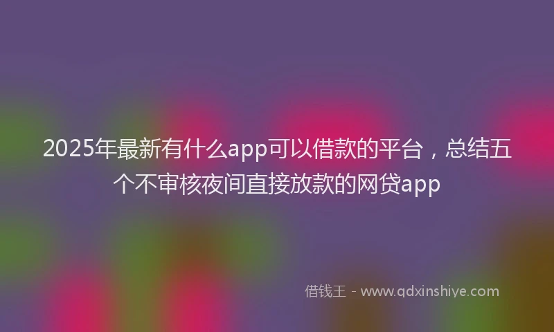 2025年最新有什么app可以借款的平台，总结五个不审核夜间直接放款的网贷app